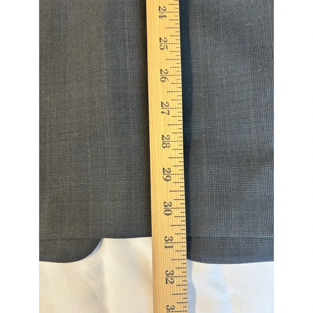 Stafford‎ Black Windowpane Mens 44R/34x29 3Button Suit Wool Pleated Front Cuffed